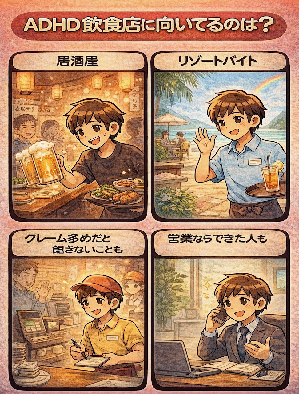 ADHDだと飲食店に向いてる？