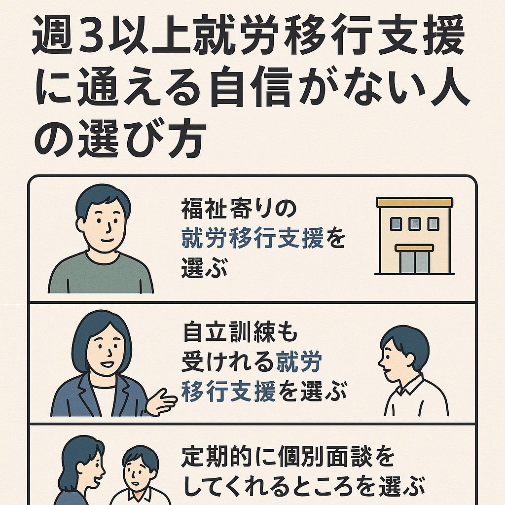 週3以上就労移行支援に通える自信がない人の選び方
