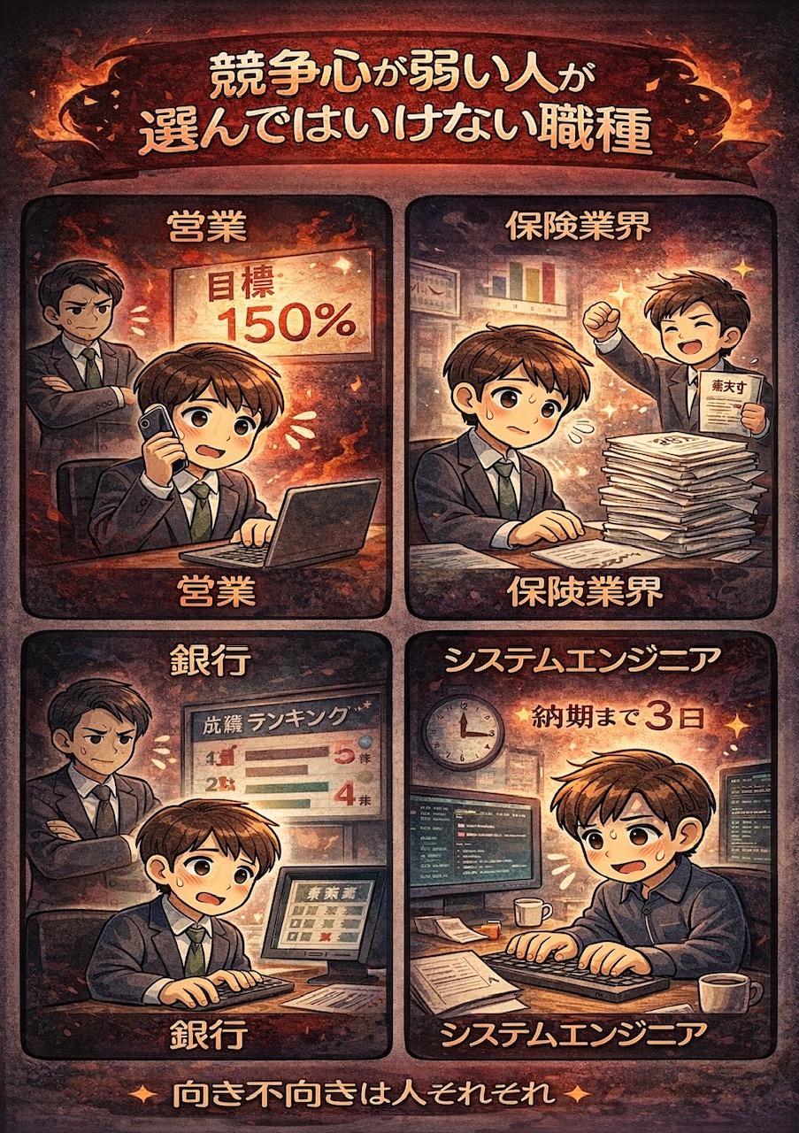 競争心が弱い人が選んではいけない職種