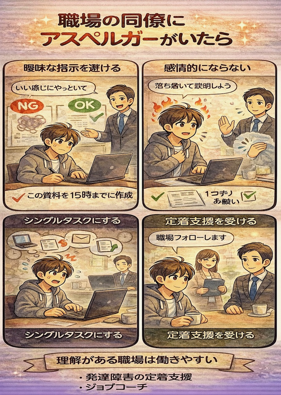 職場の同僚にアスペルガーがいたら