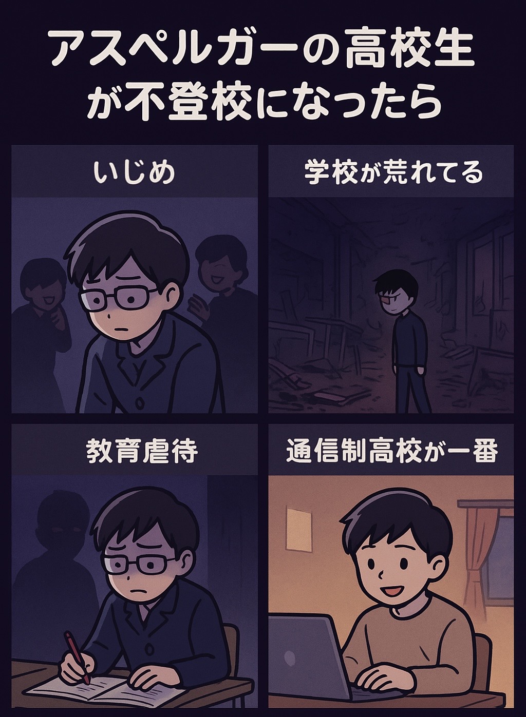 アスペルガー不登校の高校生に多い進路パターン