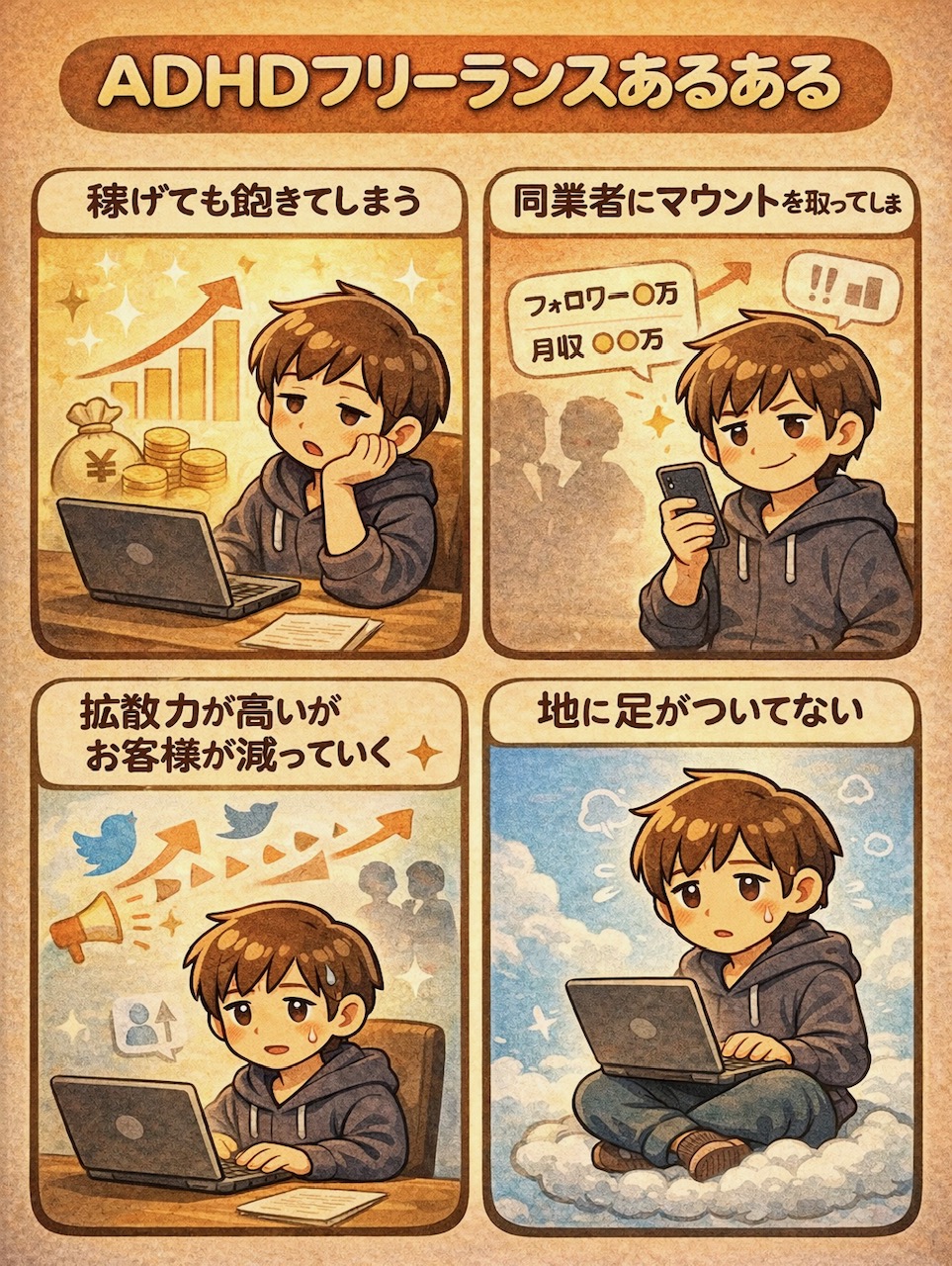 ADHDフリーランスあるある