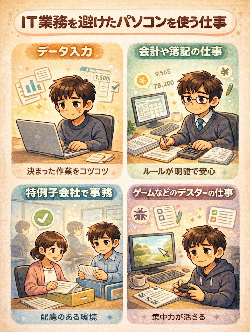 IT業務を避けたパソコンを使う仕事