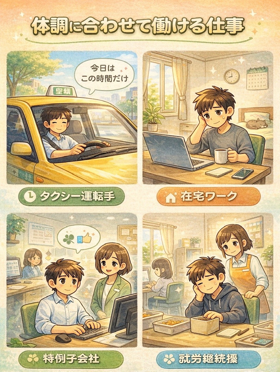 体調に合わせて働ける仕事