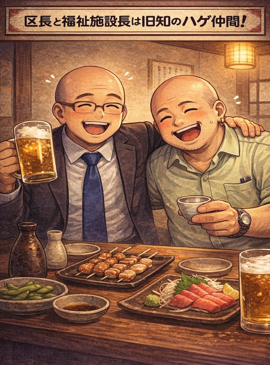 区長と施設長は旧知のハゲ仲間
