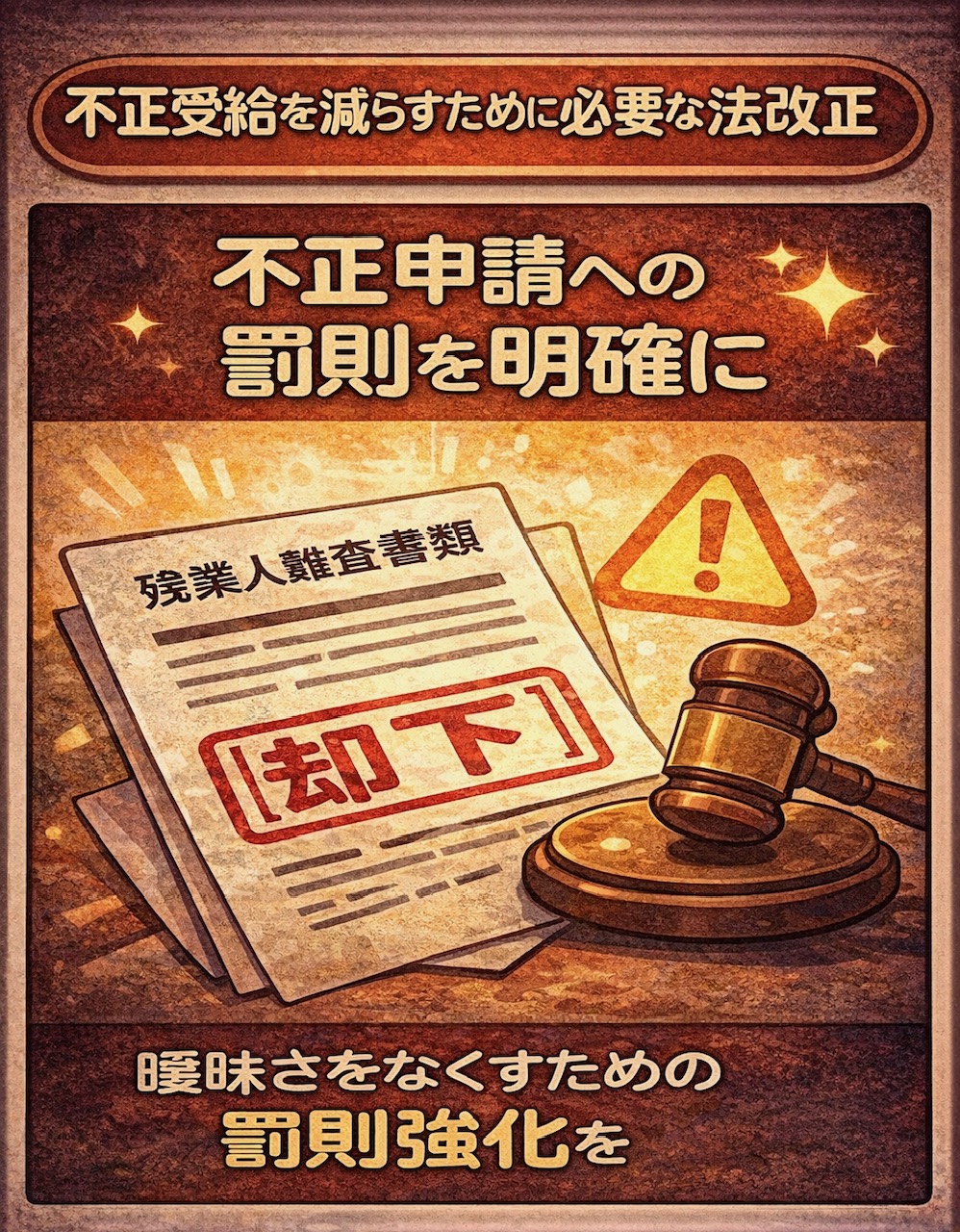 不正受給を減らすためにも罰則を強化