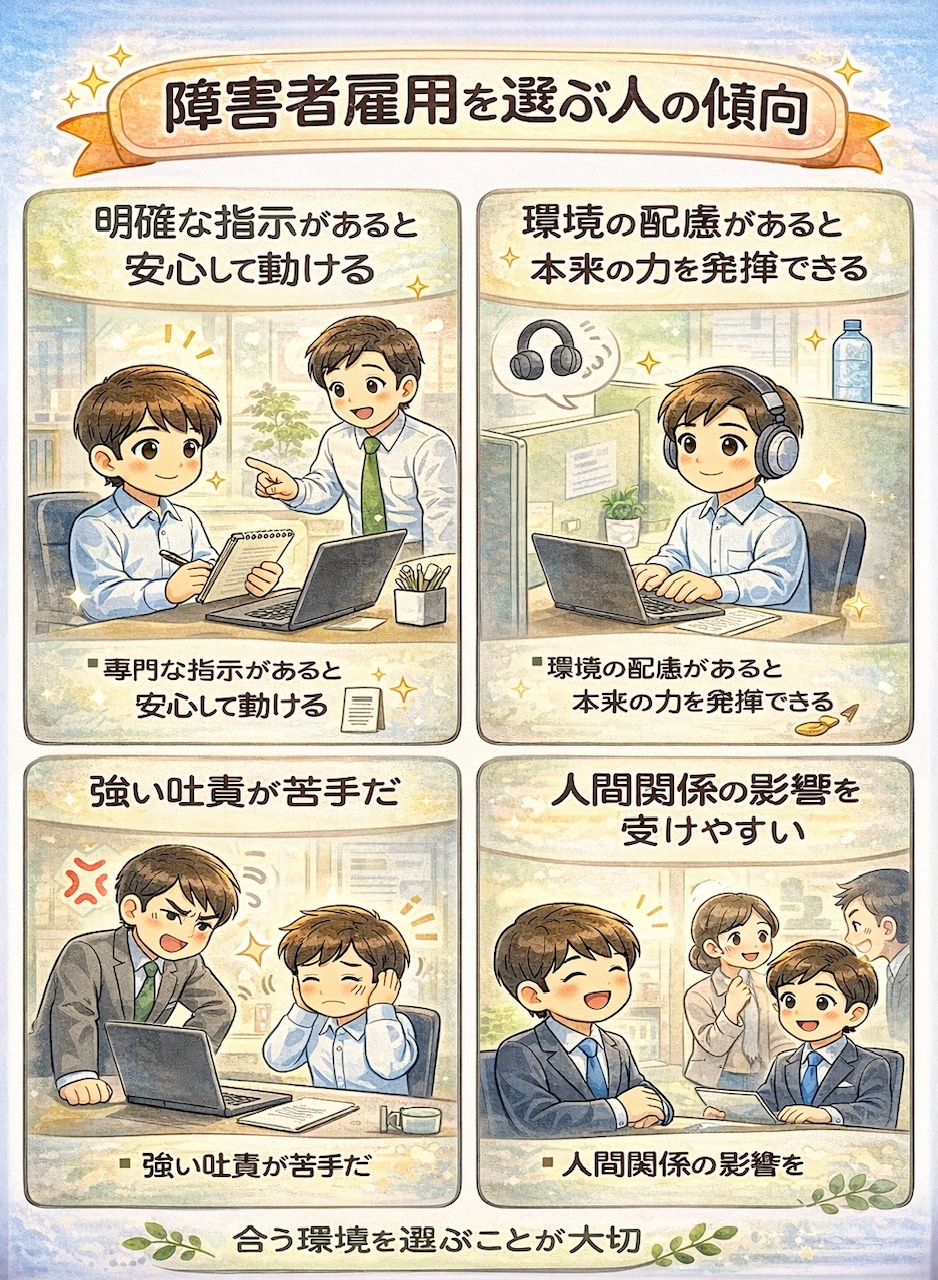 障害者雇用を選ぶ人の傾向