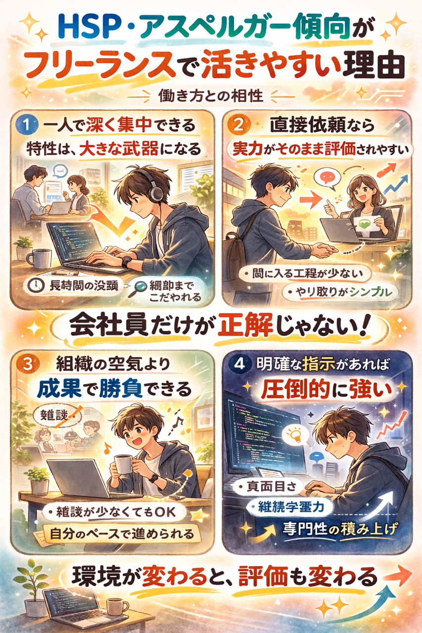 HSPアスペルガーがフリーランスとして活躍できる理由