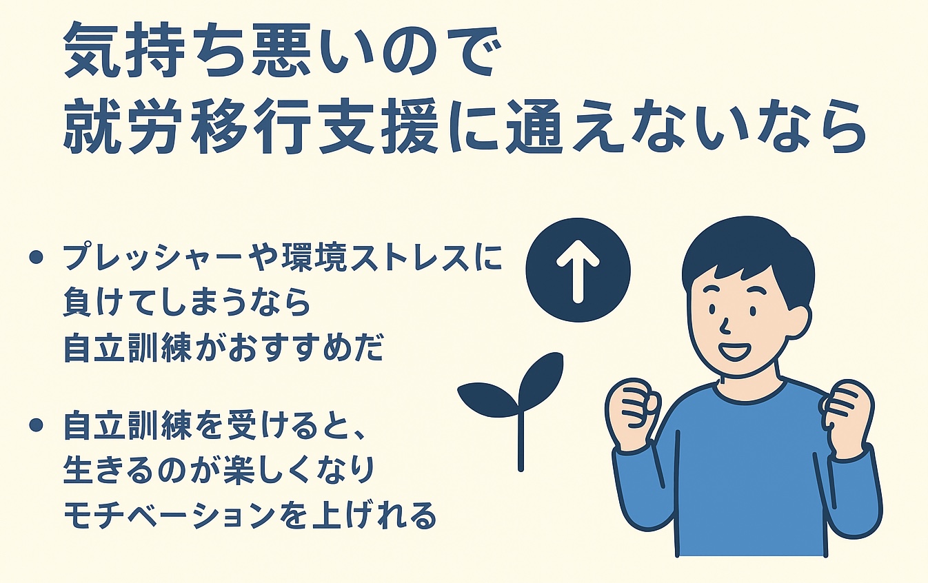 気持ち悪いので就労移行支援に通えないなら自立訓練から