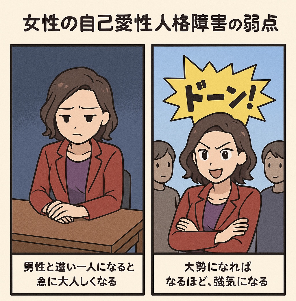 女性の自己愛性人格障害者は男性よりも一人になることが怖い