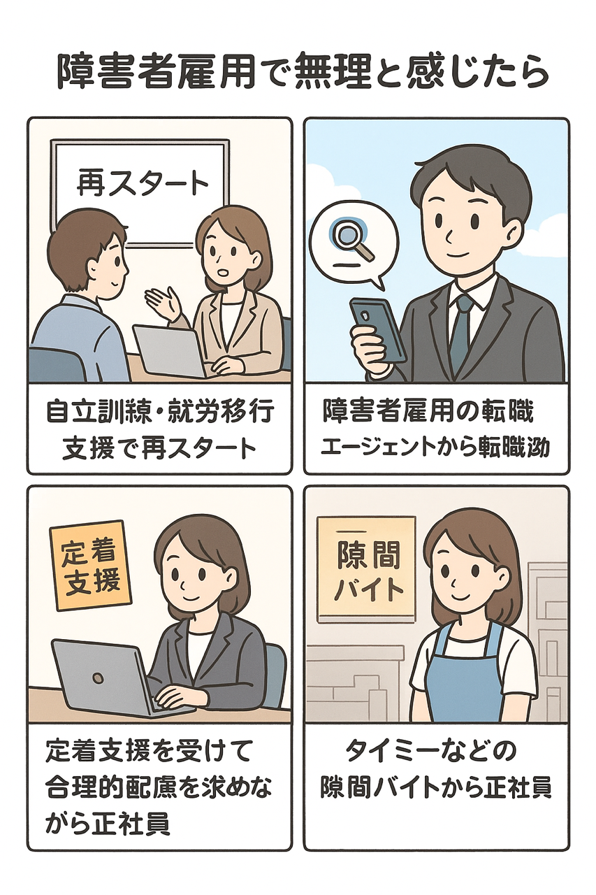 障害者雇用で無理と感じたら転職や定着支援も選択肢