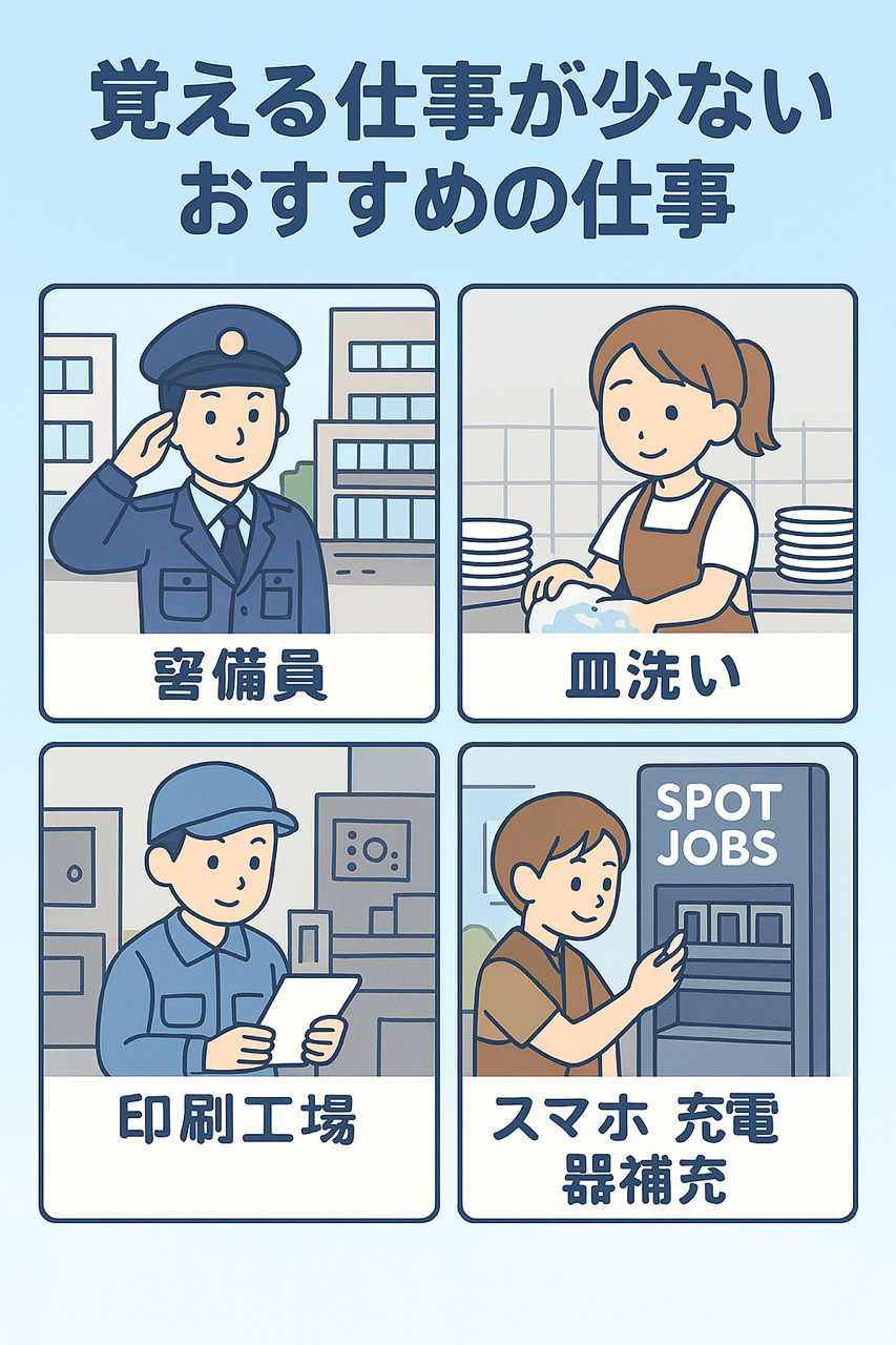 覚える仕事が少ないおすすめの仕事