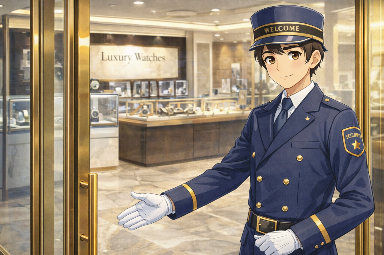 清潔感があり敬語ができるなら高級腕時計店のドアマン